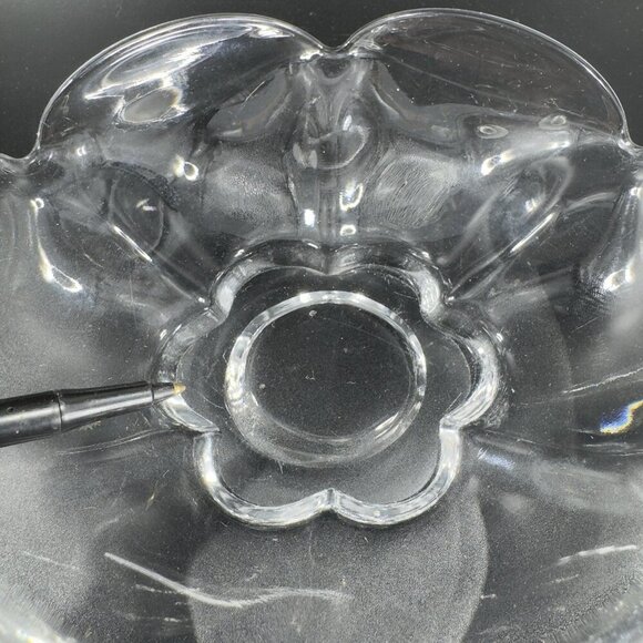 Antique Duncan Miller Glass Clear Dish Bowl Handles Manganese 365nm Green UV VTG - Picture 8 of 10